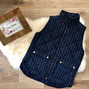 J. Crew Quilted Vest (Navy w White Stripes)